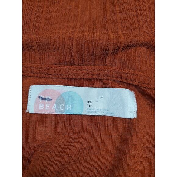 Free People Women Top XS Ruched Gathered Front Long sleeve Cropped Rust Ruched - Picture 5 of 10